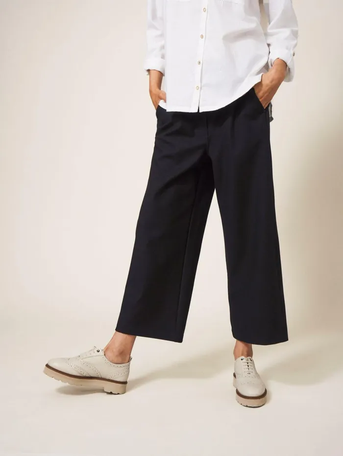 Women White Stuff Partywear Belle Wide Leg Cropped Trouser Pure Black