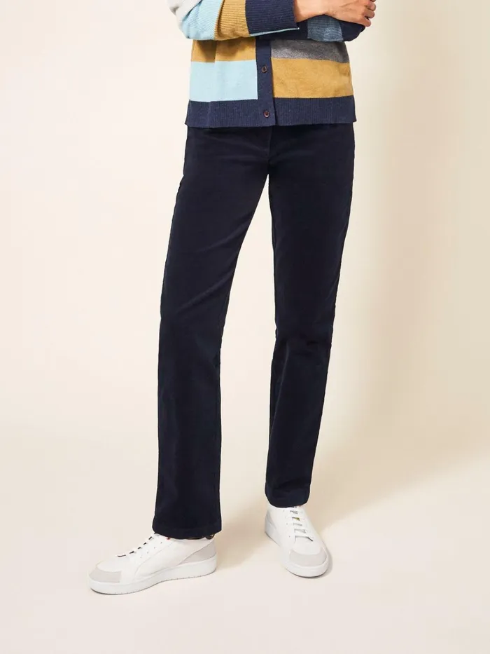 Women White Stuff Partywear Brooke Straight Cord Trouser Dark Navy Women White Stuff Partywear Brooke Straight Cord Trouser Dark Navy
