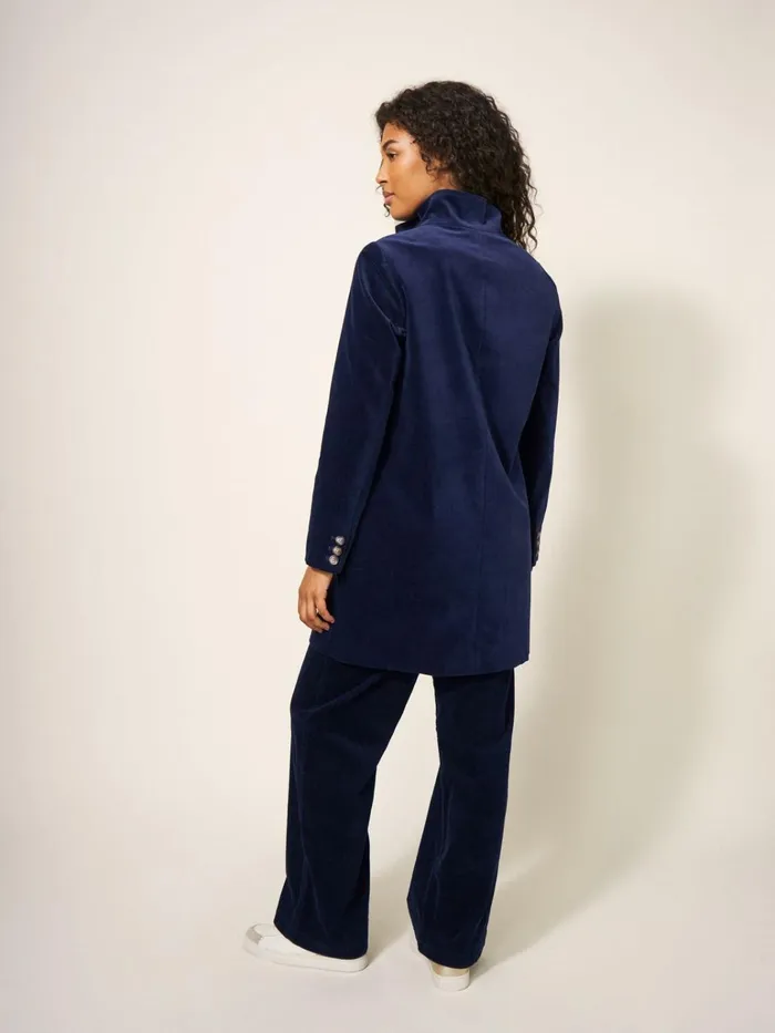 Women White Stuff Petite Clothing Karla Smart Velvet Coat Dark Navy Women White Stuff Petite Clothing Karla Smart Velvet Coat Dark Navy