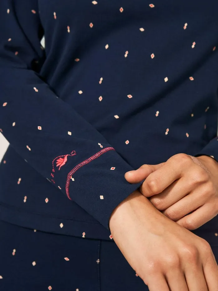 Women White Stuff Pyjamas And Nightwear Geo Printed Henley PJ Top Navy Multi Women White Stuff Pyjamas And Nightwear Geo Printed Henley PJ Top Navy Multi