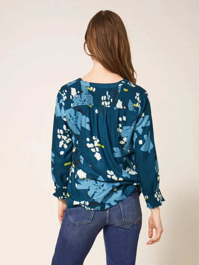 Women White Stuff Tops And Tshirts Elisa Eco Vero Top Teal Multi