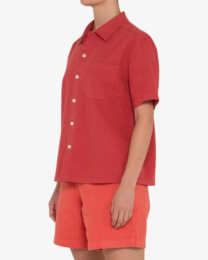 Womens Deus Ex Machina Shirts Onnie Short Sleeve Shirt 8211 Cranberry Cranberry Womens Deus Ex Machina Shirts Onnie Short Sleeve Shirt 8211 Cranberry Cranberry