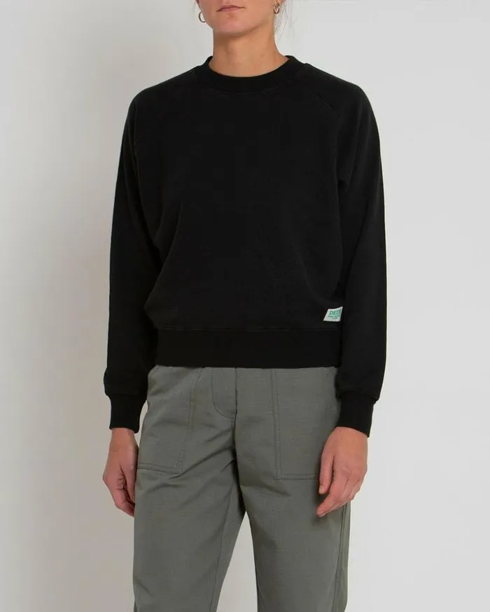 Womens Deus Ex Machina Sweaters Aggie Hemp Crew 8211 Black Black