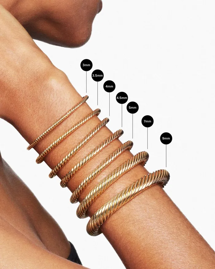 X Cablespira Station Bracelet In 18K Yellow Gold With Diamonds 4mm Women David Yurman Cuff
