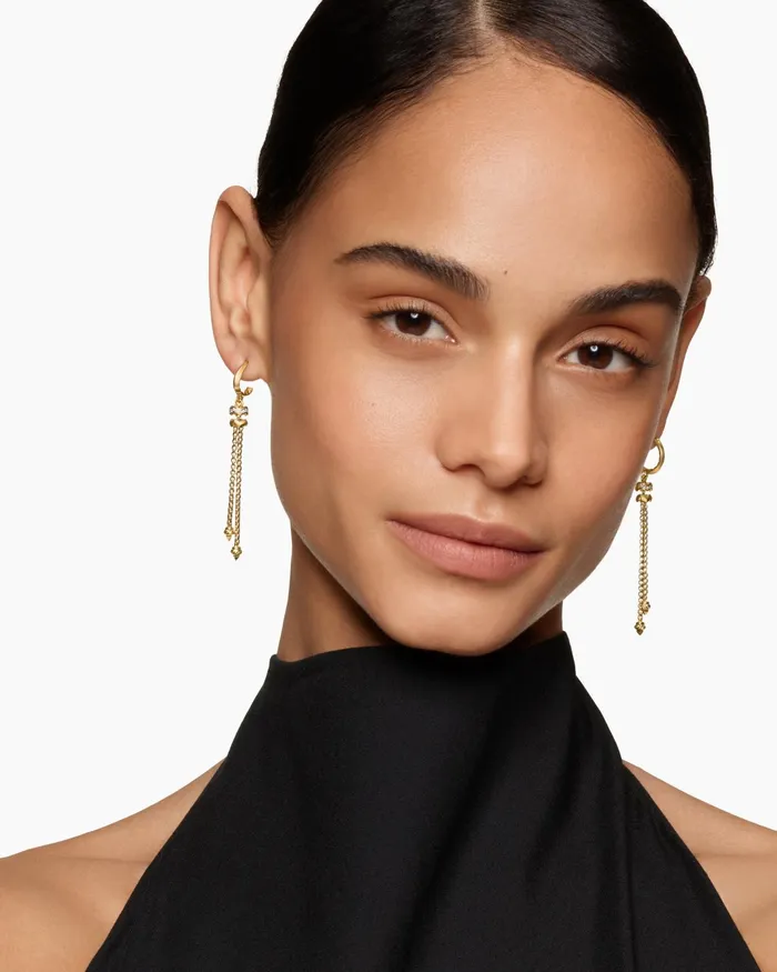 Zig Zag Stax Chain Drop Earrings In 18K Yellow Gold With Diamonds 66mm Women David Yurman Drop Zig Zag Stax Chain Drop Earrings In 18K Yellow Gold With Diamonds 66mm Women David Yurman Drop