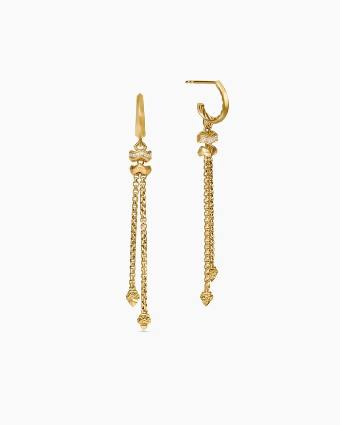Zig Zag Stax Chain Drop Earrings In 18K Yellow Gold With Diamonds 66mm Women David Yurman Drop Zig Zag Stax Chain Drop Earrings In 18K Yellow Gold With Diamonds 66mm Women David Yurman Drop