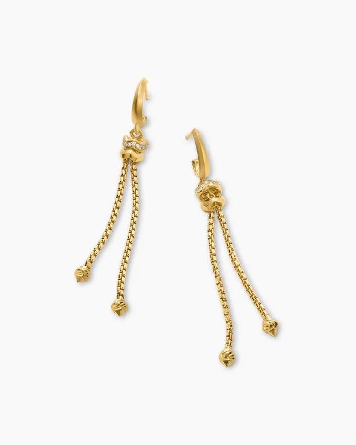 Zig Zag Stax Chain Drop Earrings In 18K Yellow Gold With Diamonds 66mm Women David Yurman Drop Zig Zag Stax Chain Drop Earrings In 18K Yellow Gold With Diamonds 66mm Women David Yurman Drop