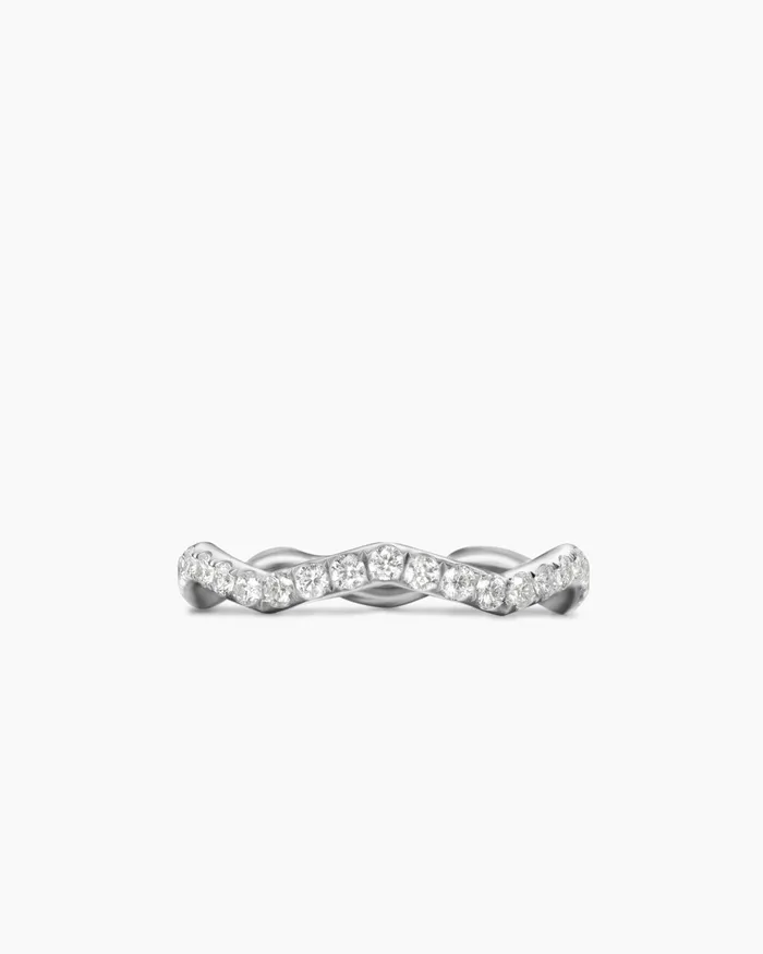 Zig Zag Stax Ring In Sterling Silver With Diamonds 2mm Women David Yurman Band