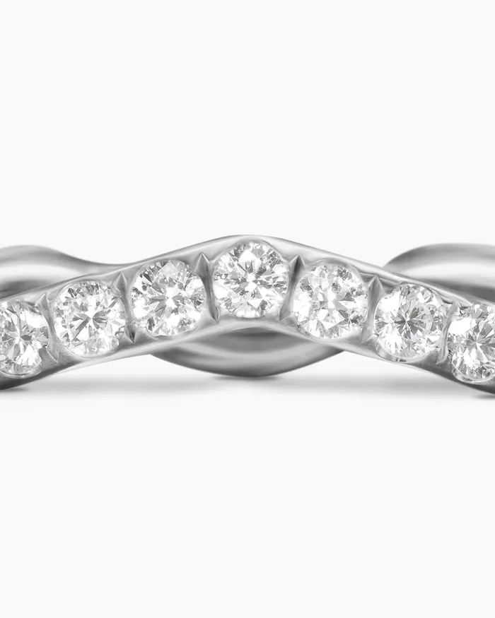 Zig Zag Stax Ring In Sterling Silver With Diamonds 2mm Women David Yurman Band