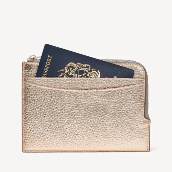 Zipped Travel Wallet Champagne Pebble Women Aspinal Of London Travel Wallets